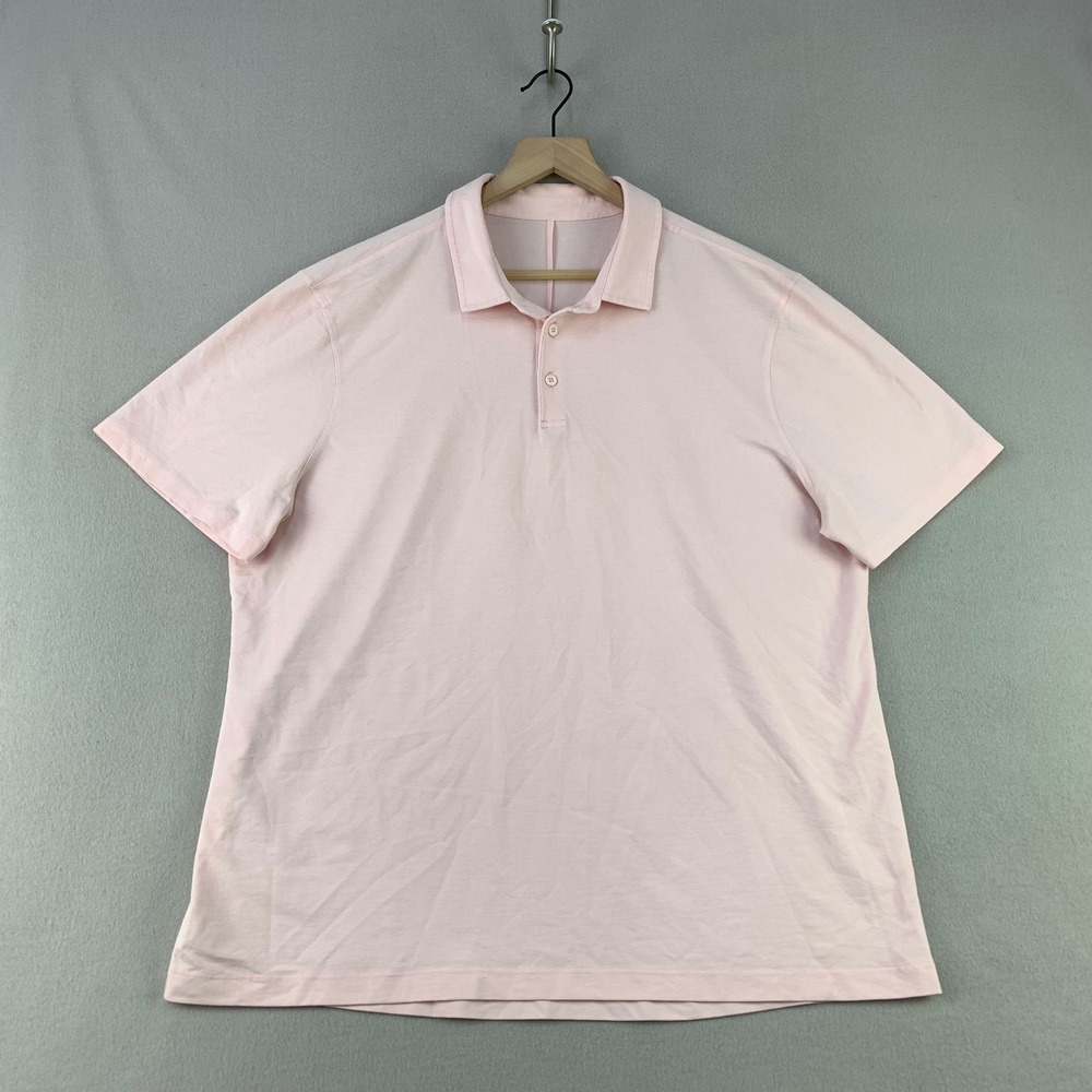 Lululemon Evolution Polo Shirt Men XXL Pink Short Sleeve Activewear Golf Preppy
